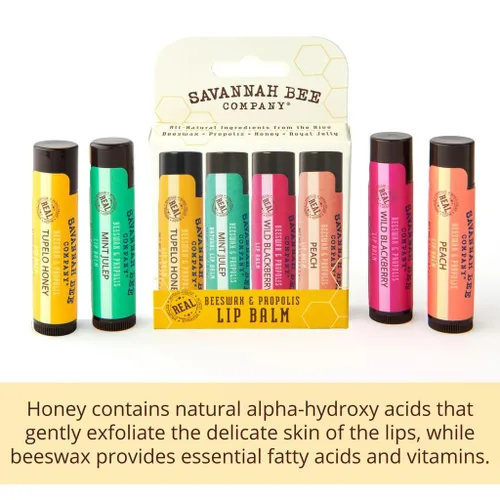 Vista 2 de Savannah Bee Company Bee Sweet Collection Lip Care - Bálsamo labial de hidratación durante todo el día, propóleos de miel natural, 4