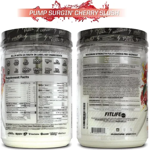 Vista 9 de PMD Sports Pump Fuel All in Insanity, Polvo Pre-Entreno Definitivo y Bomba Muscular, Energía de Máxima Fuerza, Concentración, Resistencia