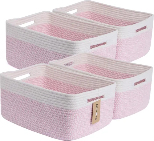 Vista 28 de MiniArk Cestas grandes de almacenamiento para estantes, organizadores de armario, para ropa, manta, toallas, guardería, caja de juguetes, cestas