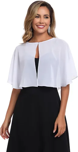 Vista 22 de TONGFANTFL Capelets de gasa para mujer, chal para vestido de noche Verde (Baby Green)