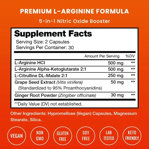 Vista 2 de NutraChamps Paquete de 2 cápsulas de L-arginina y cápsulas de carga nítrica