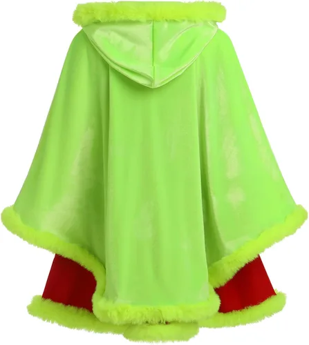 Vista 18 de IDOPIP Vestido de fiesta de Navidad para mujeres y niñas, vestido de tutú a cuadros rojos con capa con capucha, disfraz familiar a juego