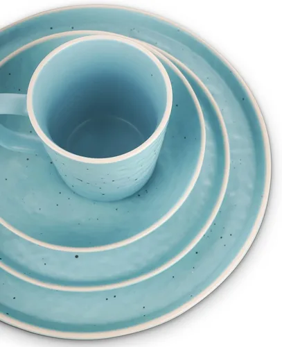 Vista 3 de Stone Lain Elena Stoneware - Juego de vajilla redonda de 16 piezas, color azul, 16 piezas, servicio para 4
