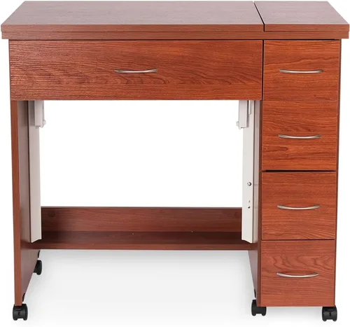 Vista 3 de Arrow - Muebles de costura clásicos Alice - Armario de costura compacto de tamaño mediano con elevador hidráulico de máquina, cajones, hojas