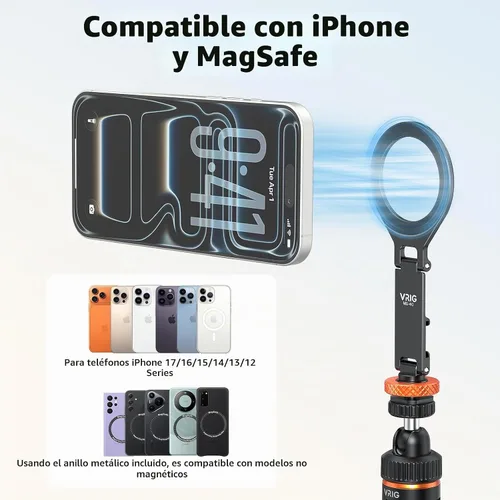 Vista 6 de VRIG MG-40 - Soporte magnético para trípode para iPhone y fundas MagSafe