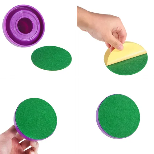 Vista 2 de Gejoy 94 mm Hockey Paddle Pads Self Adhesive Replacement Hockey Mallet Felt Pads Green Felt Sticker for 96 mm Pushers