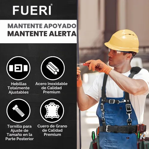 Vista 4 de FUERI Liguero de cinturón de herramientas con 4 bucles en D desmontables para cinturón de herramientas de construcción Liga de trabajo con clips