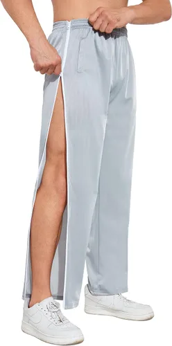 Vista 5 de AIFARLD Pantalones rasgados para hombre con cremalleras laterales y bolsillos para baloncesto, rodillapierna, poscirugía