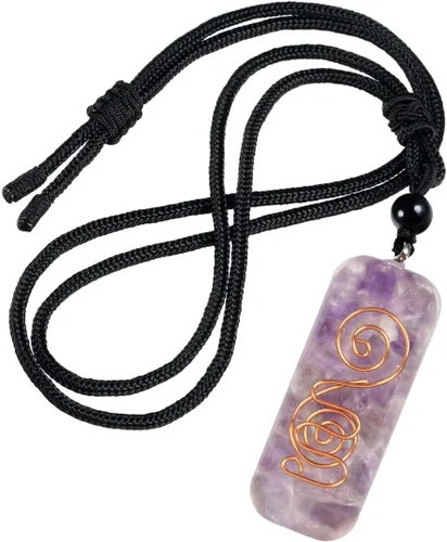 Vista 7 de Nupuyai Collar con colgante de cristal de orgón curativo ajustable para mujeres y hombres, colgante de piedra de amuleto de cristal con cuerda negra