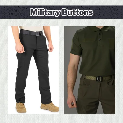Vista 3 de 12 botones de costura negros de 0.75 pulgadas, botones militares militares 30L, 4 agujeros, acabado mate pulido, redondo, 0.748 in, plástico, ideal