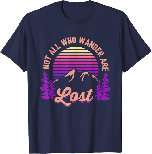 Vista 50 de Not All Who Wander Are Lost Vintage Mountains - Camiseta de senderismo, Negro, S
