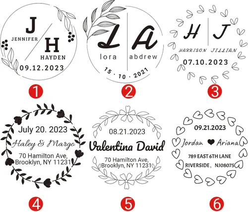Vista 5 de Sellos de boda, sellos de boda personalizados, sellos de boda personalizados. Diseñado para invitaciones de boda personalizadas, sobres y etiquetas