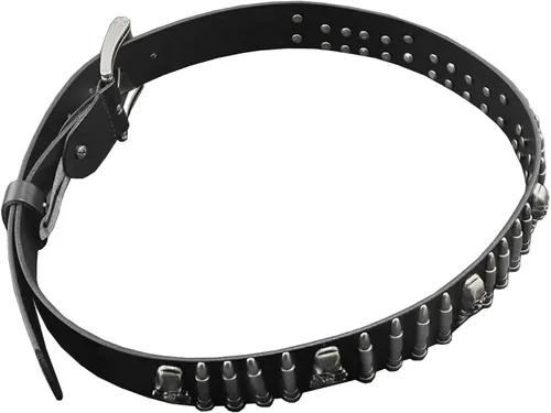 Vista 7 de Cool Mens Bullet Skull Stud Punk Rock Biker cinturón de cuero real cintura726146236614