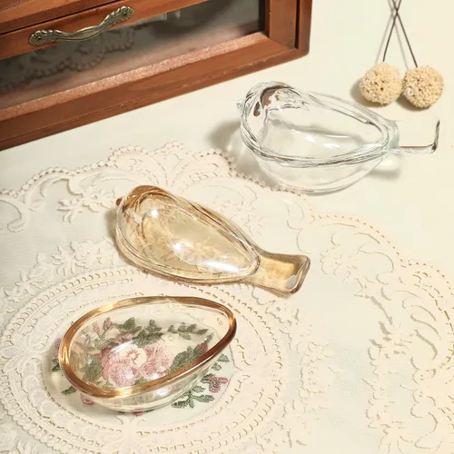 Vista 3 de Yooloks Pequeño organizador de joyero, organizador de aretes en forma de pájaro, cajas de cristal para baratijas decorativas con tapa para niñas