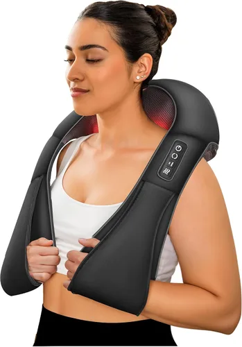 Vista 10 de COMFIER Masajeador de cuello inalámbrico con calor, masajeador de espalda para aliviar el dolor de tejido profundo, masaje Shiatsu 3D de cuello