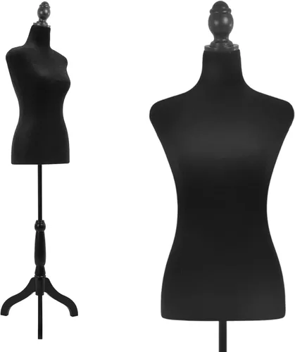 Vista 12 de Maniquí femenino con forma de vestido, torso de modelo de ropa, cuerpo de maniquí para exhibición, soporte de trípode ajustable de 53-67 pulgadas