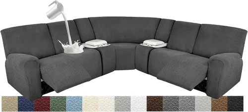 Vista 125 de Fundas para sofá modular reclinable, impermeable, en forma de L, lavable, para sofá reclinable en forma de L, súper elásticas, suaves, para esquinas