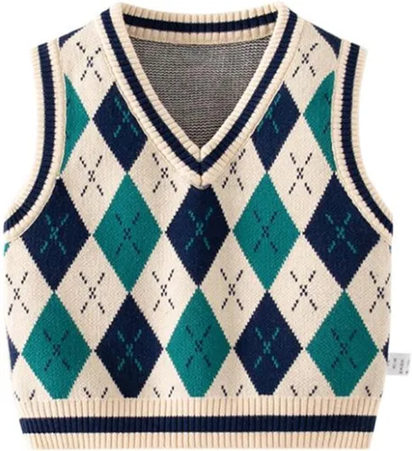 Vista 19 de Chaleco de suéter unisex para bebé con cuello en V y mangas sin costuras de algodón suave Cárdigan Oso Albaricoque