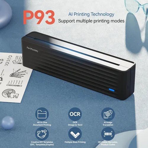 Vista 4 de PeriPage P93 Impresora térmica A4 de transferencia de tatuajes 2 en 1