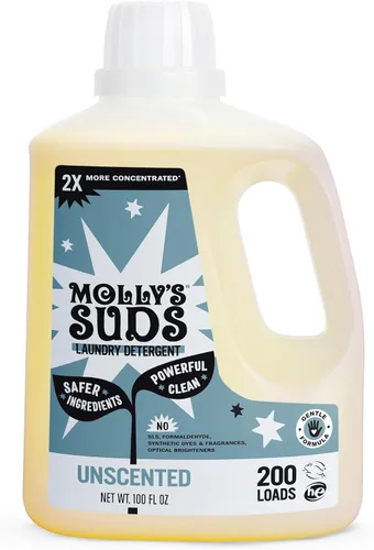 Vista 10 de Detergente líquido para ropa Molly's Suds Jabón detergente limpio para ropa para pieles sensibles 2x concentrado, alta eficiencia (HE) Sin