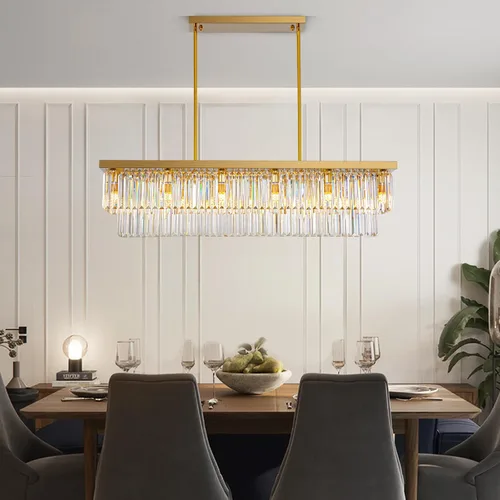Vista 7 de Candelabro rectangular de cristal dorado para comedor de 47 Dorado brillante