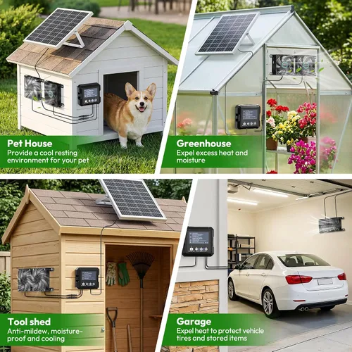 Vista 10 de Ventilador accionado solar con batería de 7500 mAh, ventilador de escape