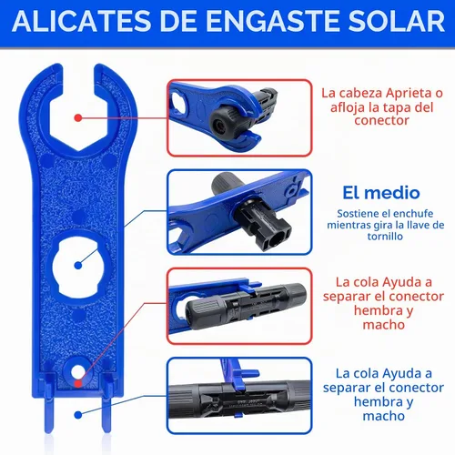 Vista 4 de Conector de Panel Solar, Kit de Herramientas de Crimpado Solar de 60 Piezas para Conectar Alambre de Cable de Panel Solar, Kit de Conectores Solares