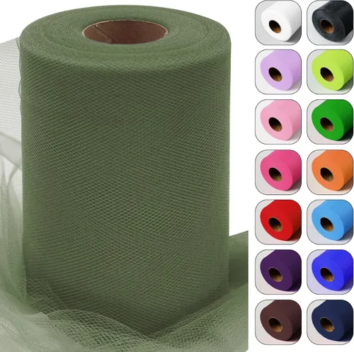 Vista 28 de Rollos de tela de tul verde ácido de 6 pulgadas por 100 yardas (300 pies) Cinta de tul para tutú, falda, envoltorio de regalo, decoración de boda