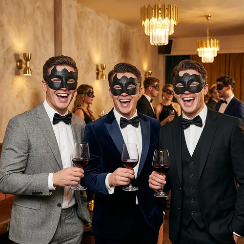 Vista 6 de Máscara de mascarada para hombre con pajarita, disfraz de fiesta de Halloween, Mardi Gras