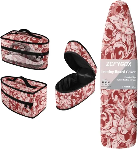 Vista 17 de Juego de funda para tabla de planchar 2 en 1 con correas de nailon y funda de hierro, funda protectora resistente a las manchas de 15 x 48 pulgadas