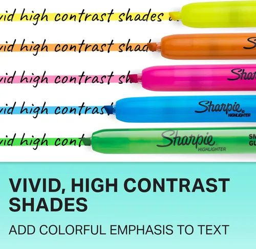 Vista 6 de Sharpie Resaltadores retráctiles, punta biselada, amarillo fluorescente, 12