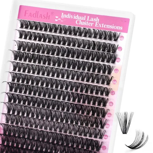 Vista 14 de Extensiones de racimos de pestañas con bandeja grande, pestañas individuales 10D 20D, mezcla natural, suave, C Cur negro, imitación de visón