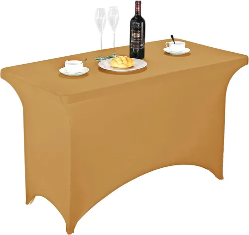 Vista 84 de FORLIFE - Funda de mesa de elastano, mantel ajustado de 4 pies para mesas rectangulares, funda elástica para patio, universal para bodas, banquetes