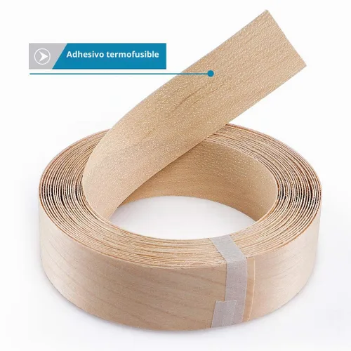 Vista 4 de Skelang Chapa de madera de abedul 1-1/2" x 26', cinta de borde de madera con adhesivo, tira flexible de encolado de cantos de madera