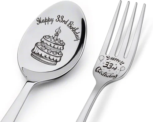 Vista 10 de Cuchara y tenedor de feliz cumpleaños número 30, regalos de cumpleaños personalizados para hijo, hija, hermana, hermano, novio, novia, marido