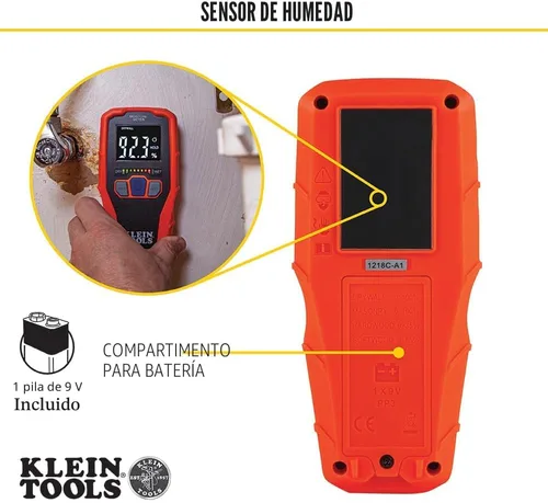 Vista 5 de Klein Tools Medidor de humedad ET140 sin pines para detección de humedad no destructiva en paneles de yeso, madera y mampostería; detecta hasta 3/4