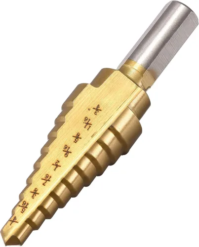 Vista 4 de uxcell Broca escalonada HSS4241 1/4" a 3/4" 9 tamaños flautas rectas vástago triangular para metal madera plástico
