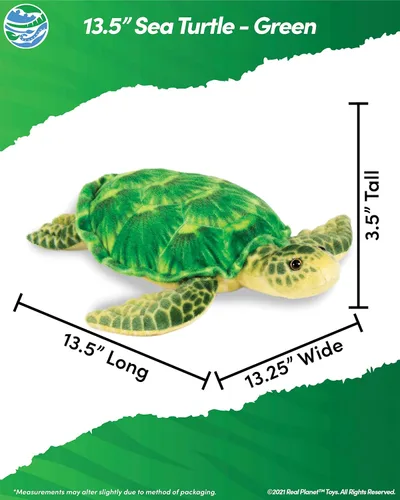 Vista 2 de Real Planet Juguete de peluche de reptil, suave y lindo, regalo para niños de todas las edades, tortuga marina realista, regalos de cumpleaños