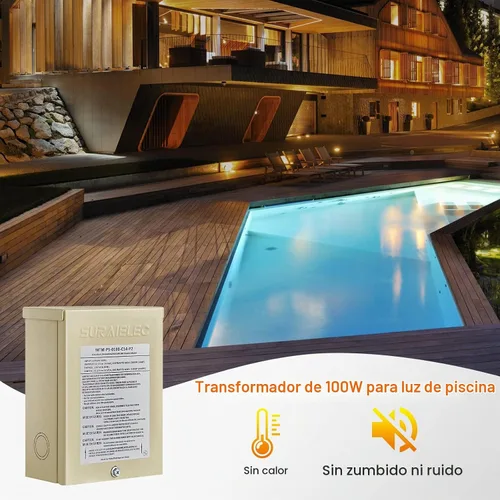 Vista 5 de SURAIELEC Transformador de luz de piscina de 100 W, 120 V a 12 V 13 V 14 V