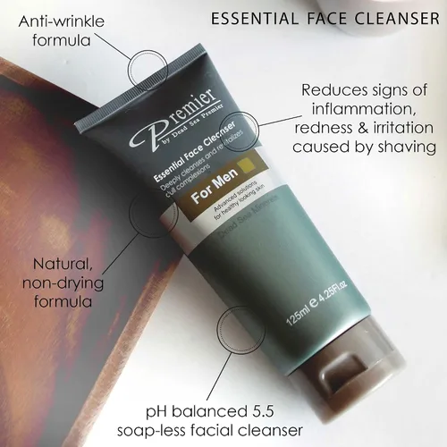 Vista 4 de Premier Dead Sea - Set de regalo para el cuidado de la piel de los hombres, paquete de 3: crema nutritiva, crema de afeitar, limpiador facial