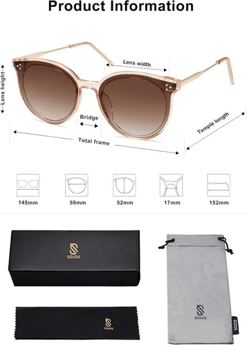 Vista 5 de SOJOS Gafas de sol clásicas redondas de gran tamaño para mujeres y hombres
