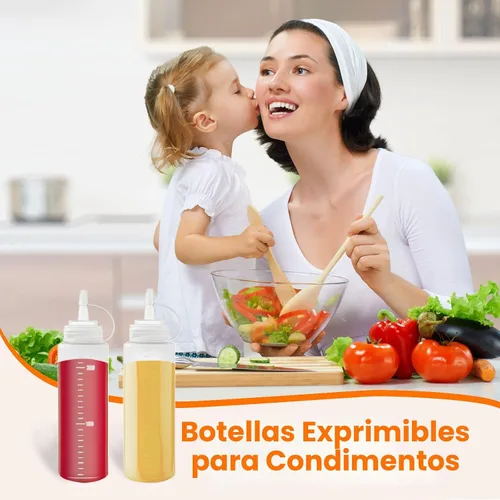 Vista 6 de Paquete de 12 botellas de plástico de 8 onzas líquidas multiusos para ketchup, condimentos, salsa barbacoa, aderezo, barbacoa, parrilla