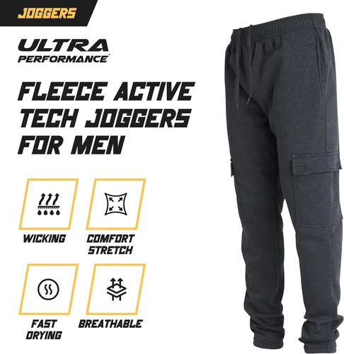 Vista 5 de Ultra Performance 3 Pack Mens Open Bottom Sweatpants with Pockets, Casual Sweatpants for Men