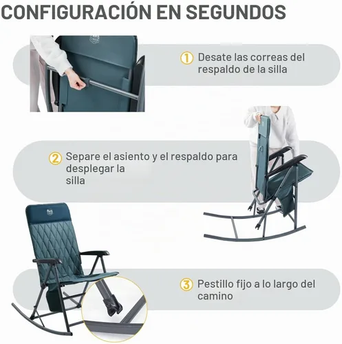 Vista 9 de Timber Ridge Silla mecedora ajustable de 3 niveles, respaldo alto acolchado ergonómico, soporta 300 libras, balancín estable antipunta, reposabrazos