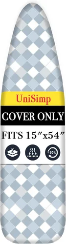 Vista 11 de UniSimp Funda y almohadilla para tabla de planchar de 15 x 54 pulgadas, algodón natural extra grueso, acolchado resistente a las manchas y a