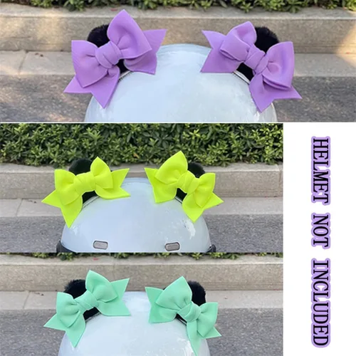 Vista 3 de 2 piezas de decoración de arco para casco autoadhesiva, accesorios para casco de felpa con orejas de gato para motocicleta, decoración para esquí