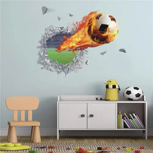 Vista 3 de IARTTOP Decoración de pared de fútbol 3D – Calcomanías de fútbol para decoración de habitaciones – Dispara para niños, niños, aula, dormitorio