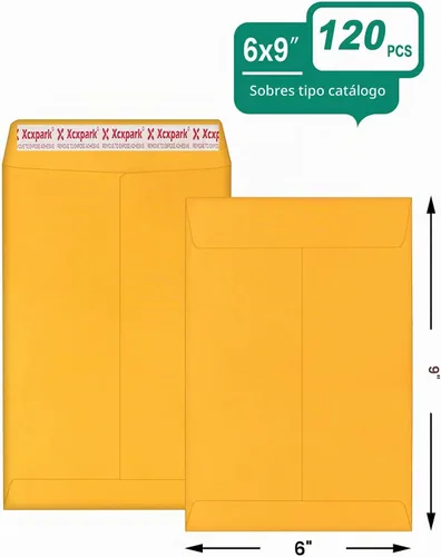 Vista 2 de Xxcxpark 120 sobres de seguridad para catálogo de 6 x 9 pulgadas, sobres autoadhesivos imprimibles, sobres marrones antidesgarros, para tarjetas