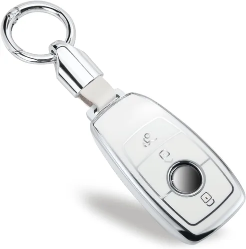 Vista 31 de Funda para Llavero Mercedes con Llavero de Cuerda Trenzada de Metal, Funda de Llave Suave Mejorada para Carcasa de Llavero Remoto Inteligente Sin
