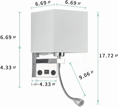 Vista 5 de Apliques de pared con cableado moderno para dormitorio con puerto USB y lámpara de lectura, lámparas de pared de noche para hotel, sala de estar
